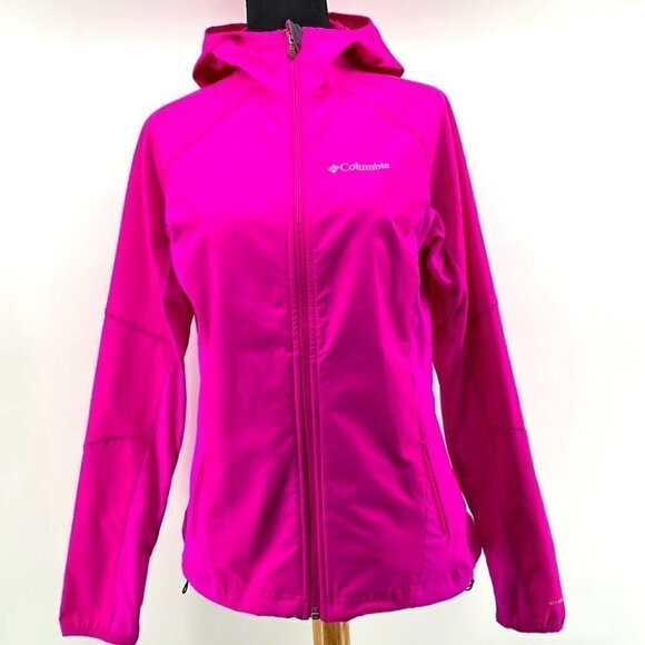 𝅺COLUMBIA omni shield advanced repellency hot pink wind breaker sz sm - Picture 2 of 11